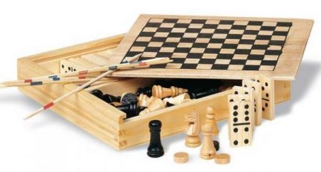 4 in 1 games in wooden 'personalized' box 